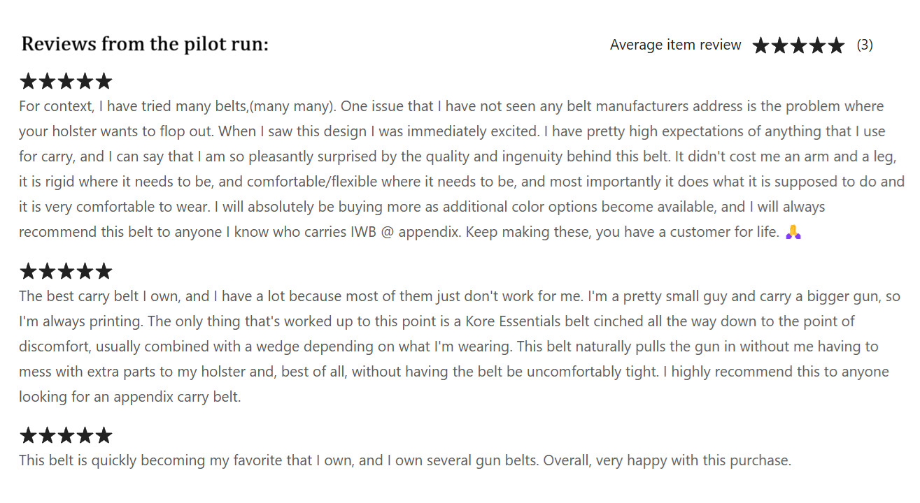 Advanced AIWB Belt reviews from first run