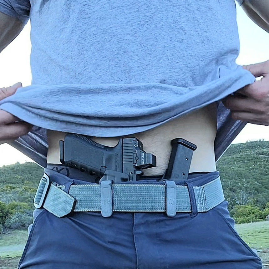 Advanced AIWB CCW belt being worn with holster appendix